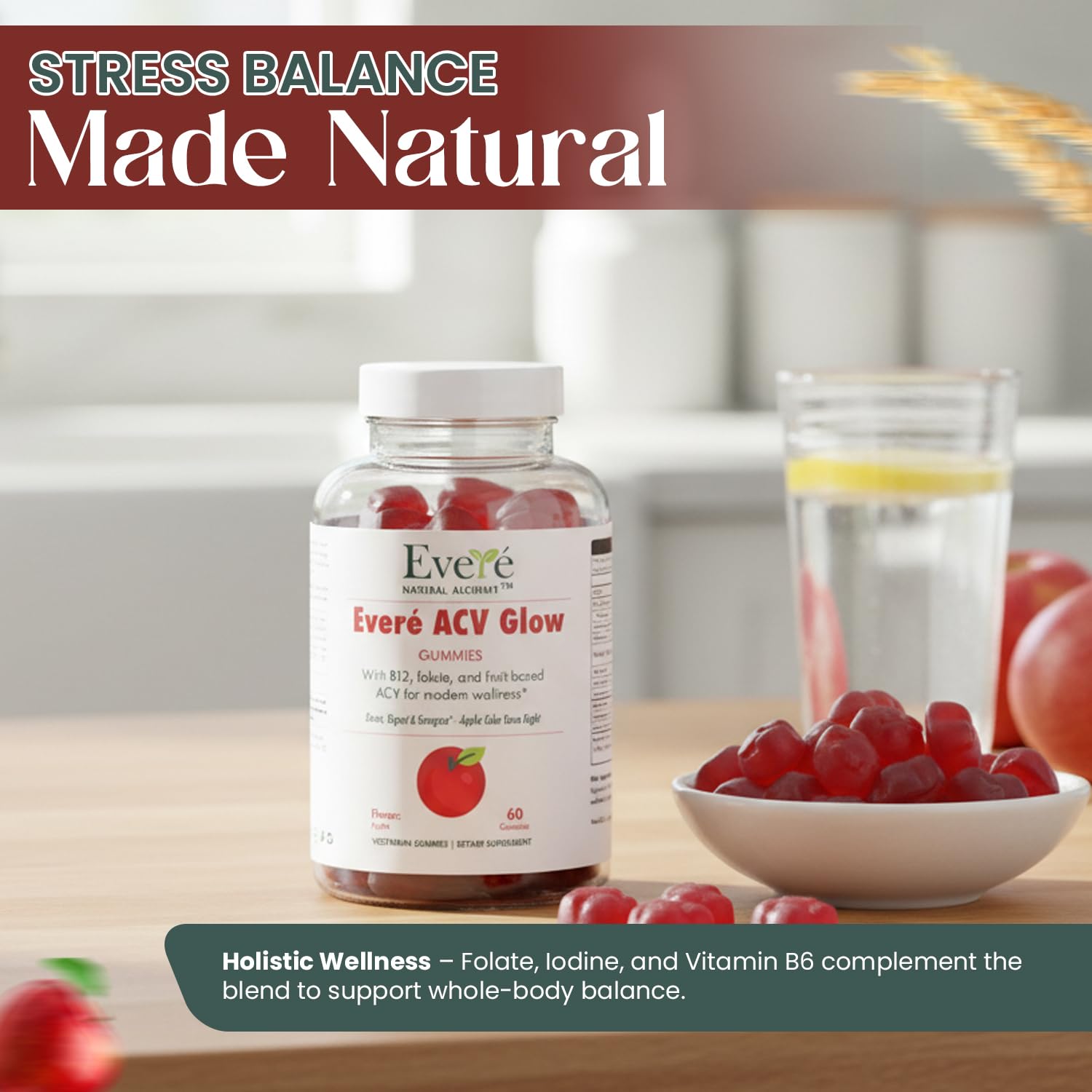 Everé ACV Glow Gummies – Apple Cider Vinegar with B12, B6, Iodine, Folate, Beetroot & Pomegranate – Daily Wellness Support for Energy & Balance The EverÉ Natural Alchemy buy supplements Au