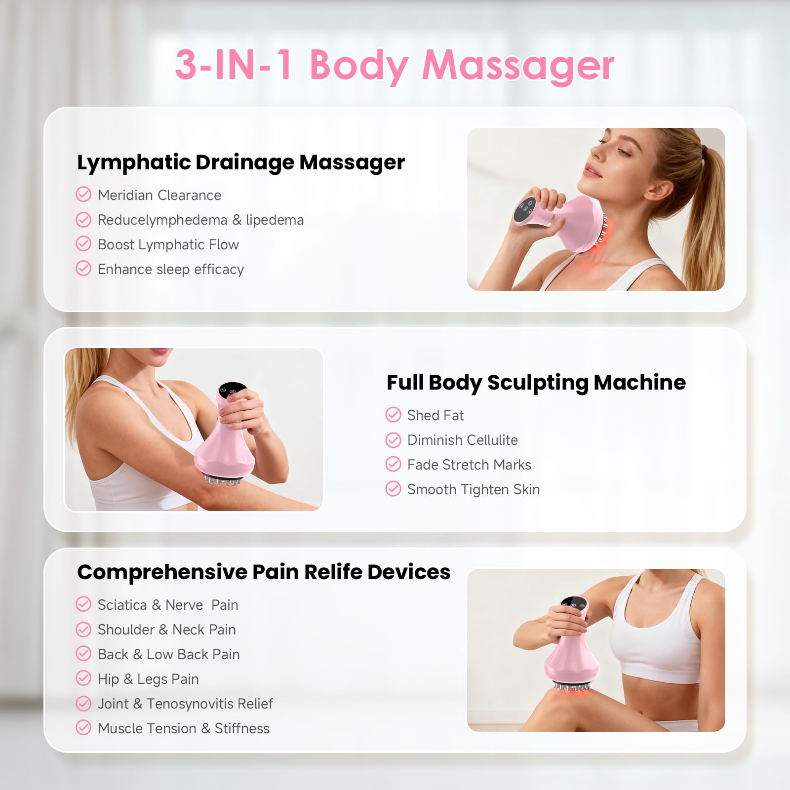 Lymphatic Drainage Massager, Anti Cellulite Massage Tool For Thigh & Belly Stretch Marks & Cellulite Reduction, Handheld Massage tools for Sciatica Nerve, Legs, Arms, Hip, Muscle, Low Back Pain Relief AIHEU buy supplements Au