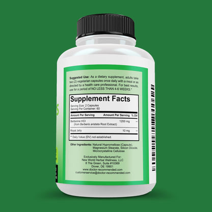 DOCTOR RECOMMENDED SUPPLEMENTS Plus 1200mg Per Serving - 120 Veggie Capsules with Royal Jelly