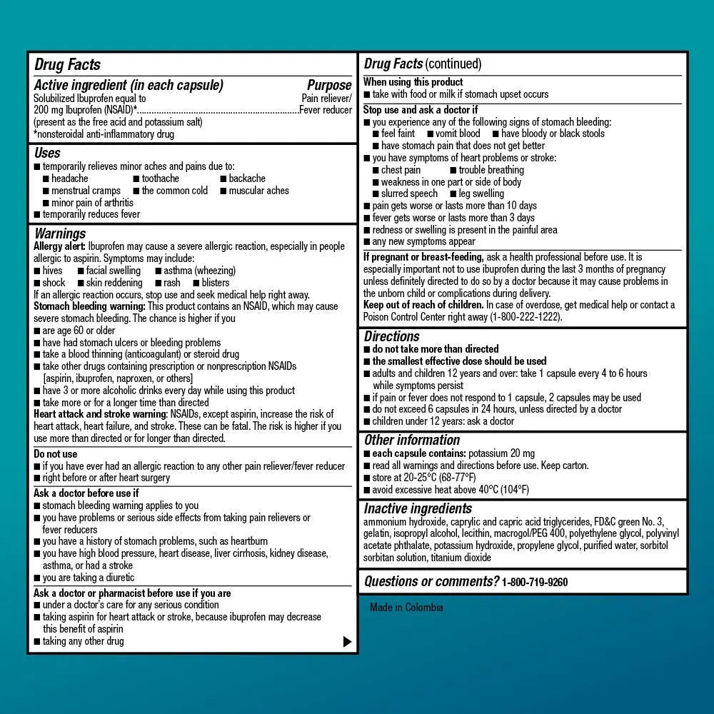 Basic Care Ibuprofen Liquid Gels, 160 Count Amazon Basic CareBuy Supplements Australia