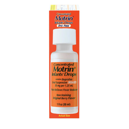 Motrin Infants Infant Ibuprofen Oral Suspension Concentrated Drops, NSAID Fever Reducer & Pain Reliever for Babies, Dye Free, Alcohol-Free, Berry Flavor, Includes Enclosed Syringe, 1 fl. oz Infants' MotrinBuy Supplements Australia