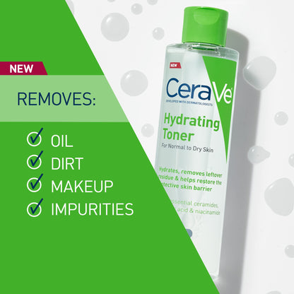 CeraVe Hydrating Toner for Face Non-Alcoholic with Hyaluronic Acid, Niacinamide, and Ceramides for Sensitive Dry Skin