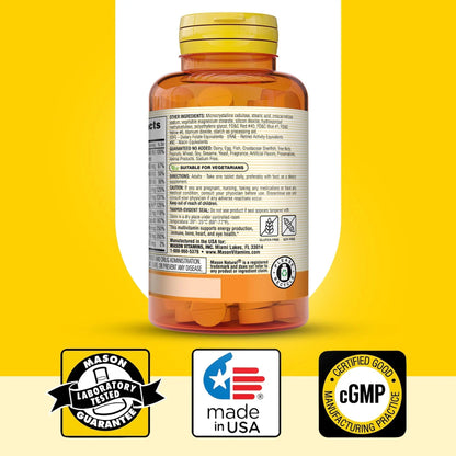 MASON NATURAL Mini Multi Vitamins, Vitamins A, C, D3, E, B1, B2, B3, B6, B12, Folate and Calcium for Overall Health, 1 Year Supply MASON NATURAL