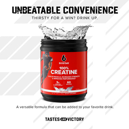 Six Star 100% Creatine Monohydrate Powder - Unflavored Micronized Creatine Monohydrate Supplement for Workout Performance, Muscle Building & Strength