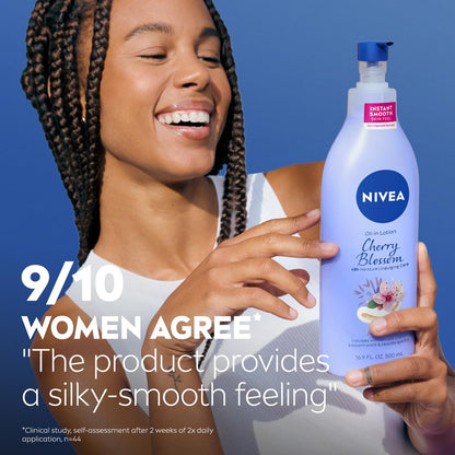 NIVEA Oil Infused Cherry Blossom and Jojoba Oil Body Lotion for Women, Fast-Absorbing and Non-Greasy Cherry Blossom Scented