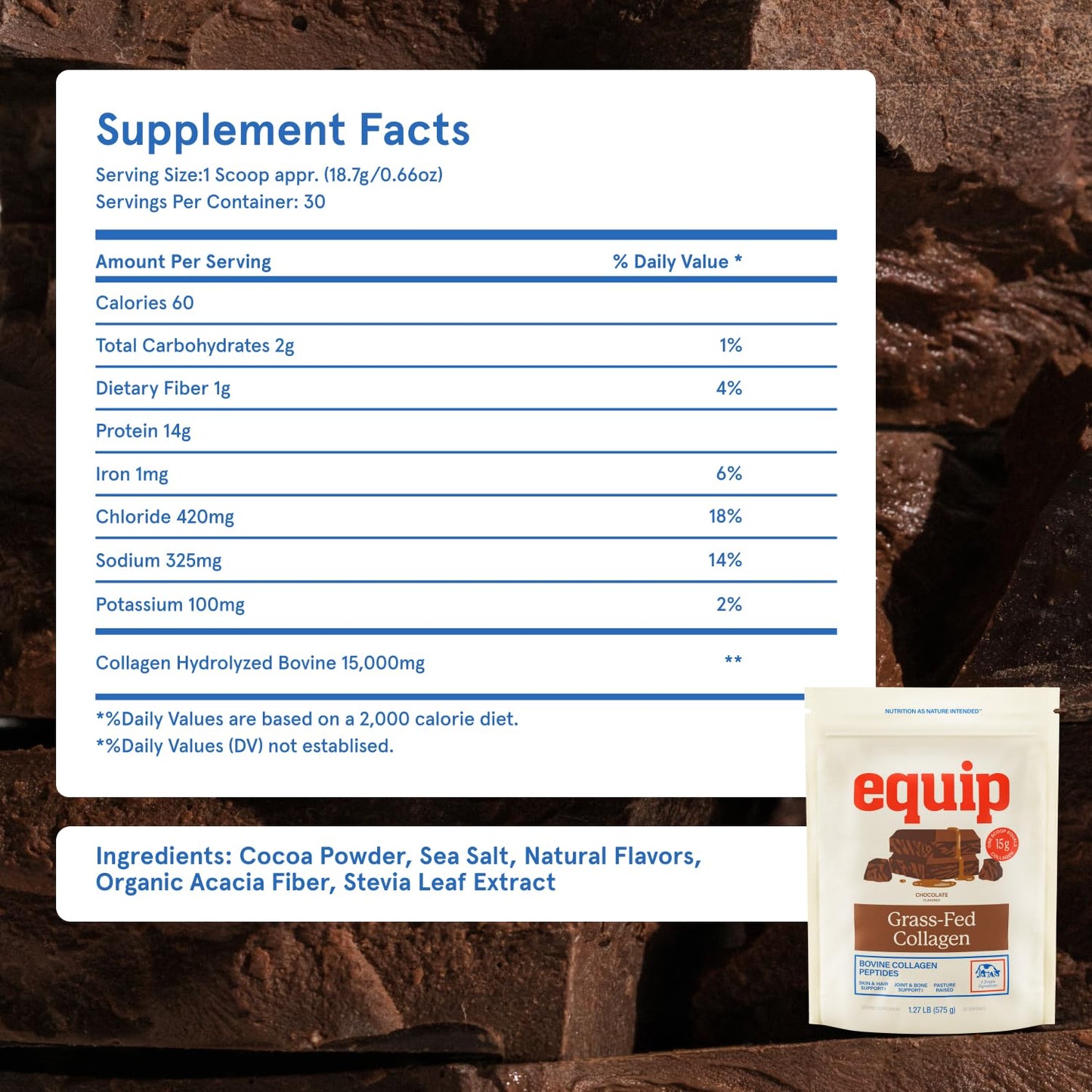 Equip Foods Grass Fed Collagen Powder | Hydrolyzed Bovine Collagen Peptides with Amino Acids | Prime Beef Collagen for Healthy Joints, Skin & Nails | Non-GMO, Paleo Friendly | 30 Servings, Chocolate Equip buy supplements Au