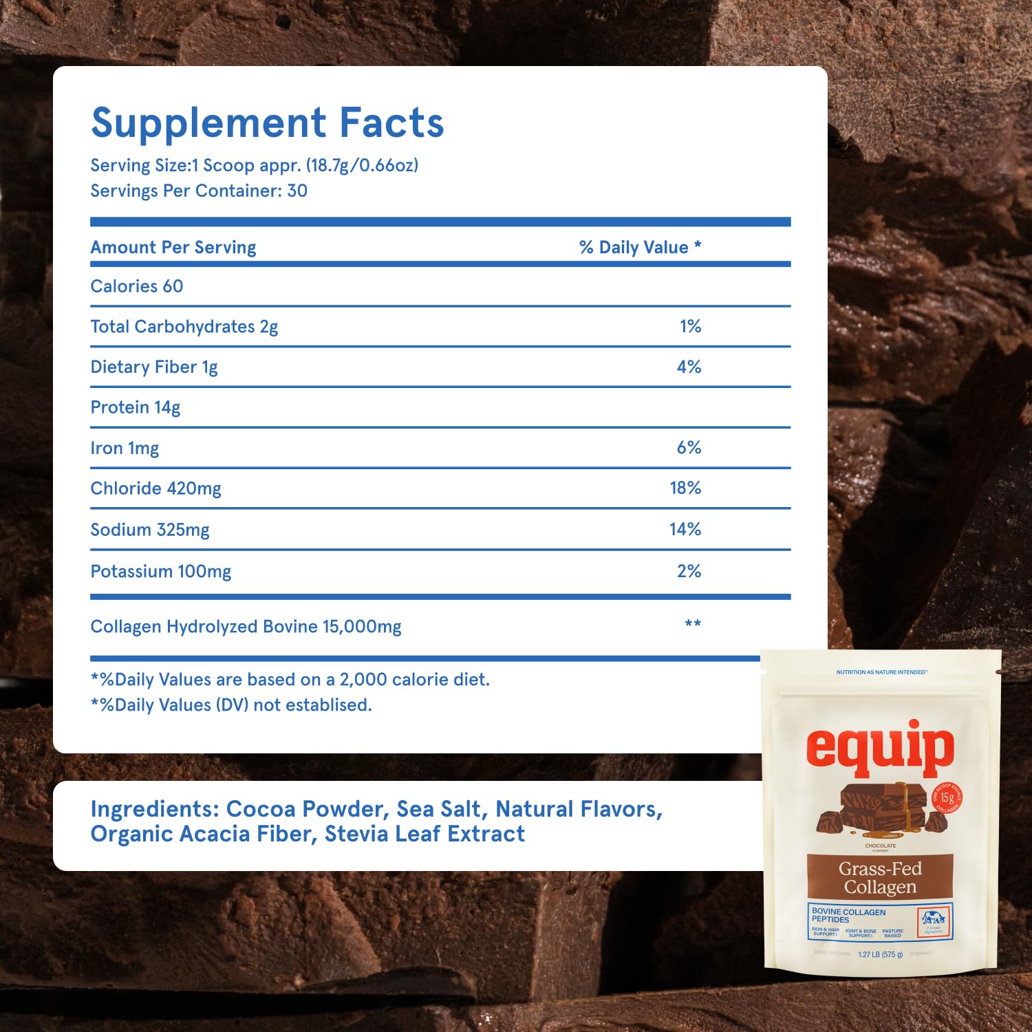 Equip Foods Grass Fed Collagen Powder | Hydrolyzed Bovine Collagen Peptides with Amino Acids | Prime Beef Collagen for Healthy Joints, Skin & Nails | Non-GMO, Paleo Friendly | 30 Servings, Chocolate Equip buy supplements Au