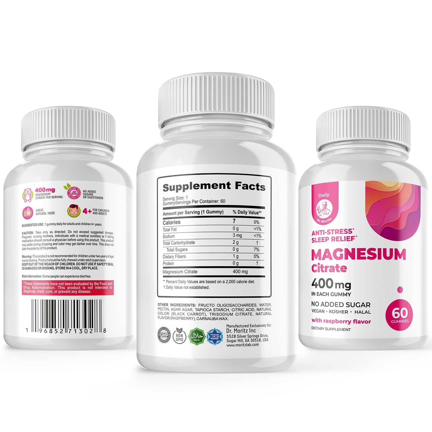 DR. MORITZ Magnesium Citrate Gummies Sugar-Free - Calm Magnesium Gummies Supplement for Children, Sugar -Supports Cardiovascular Health