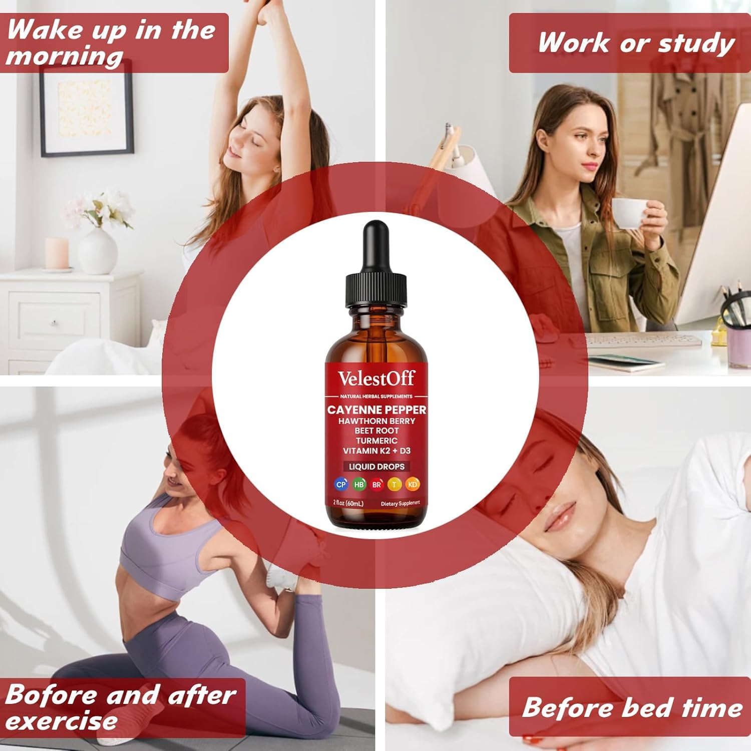 VelestOff Cayenne Pepper Drops - VelestOff Cayenne Circulation Blood Pressure Blend - Cayenne Pepper Hawthorn Beet Root Turmeric Vitamin K2 D3-2 OZ (2 PCS) Velestoff buy supplements Au