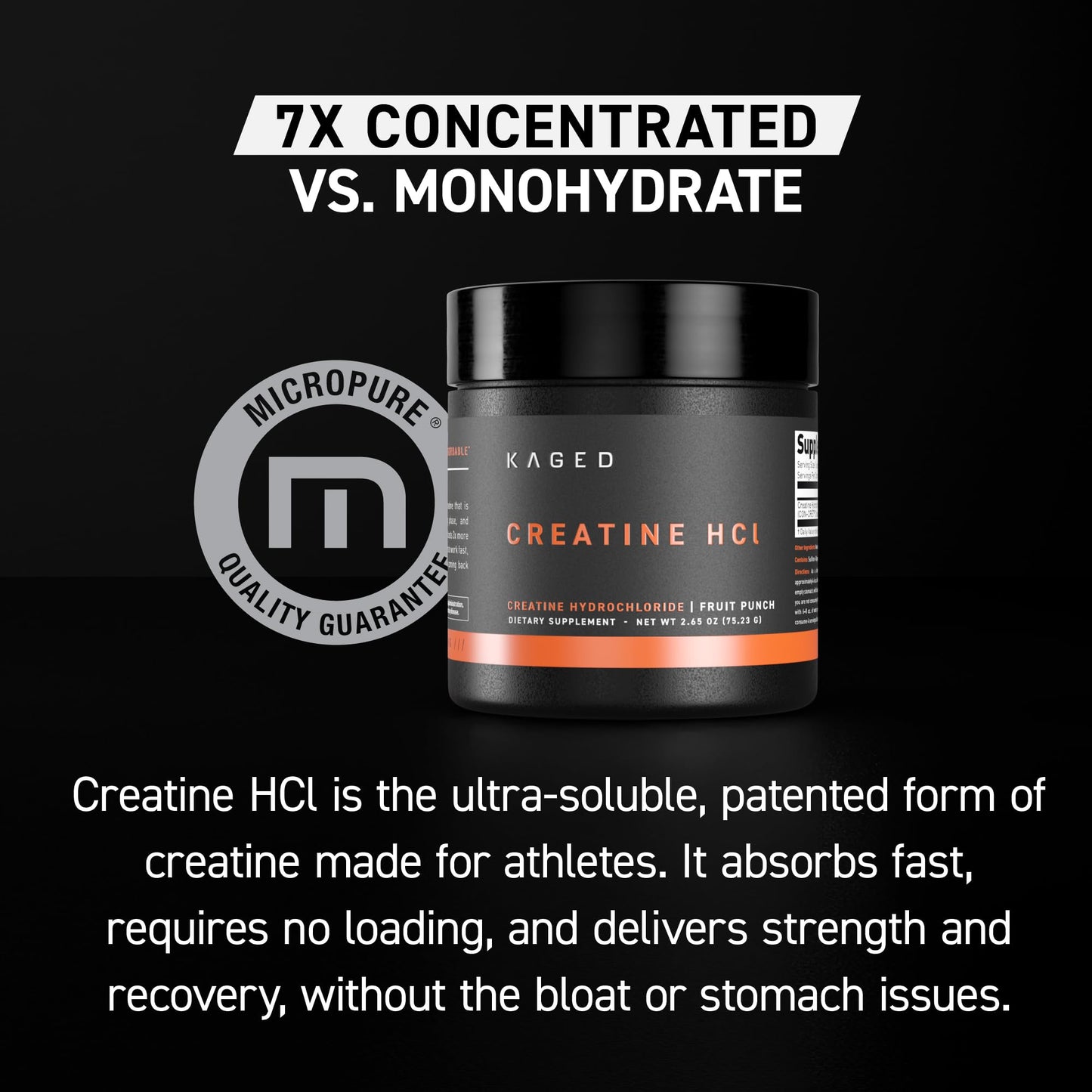 Kaged Creatine HCl Capsules | 7X Concentrated vs Mono | Muscle Building & Recovery | High Absorption | No Bloating | Creatine for Men & Women