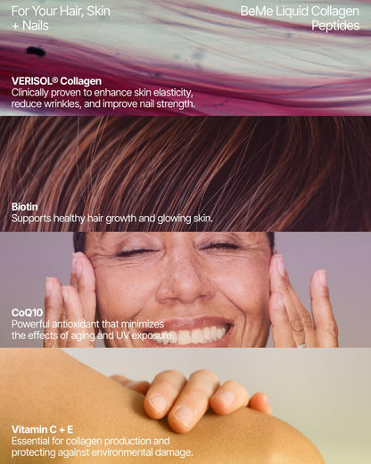 BeMe Liquid Collagen for Women - 2500mg Verisol Collagen Liquid with Biotin, CoQ10 & Vitamin C - Clinically Proven Collagen Peptides for Hair, Skin & Nails - 30 Peach Sachets BeMe buy supplements Au