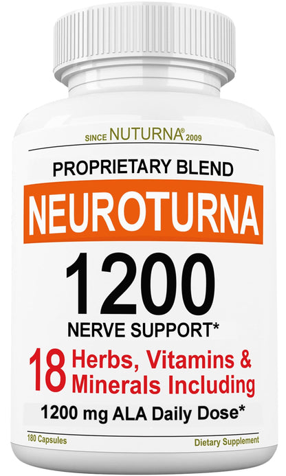Neuroturna Support Supplement with 1200 mg Pure Alpha Lipoic Acid - Maximum Strength Formula with ALA + Vitamins + Minerals + Herbs - Best Natural Support - 180 Capsules NuturnaBuy Supplements Australia
