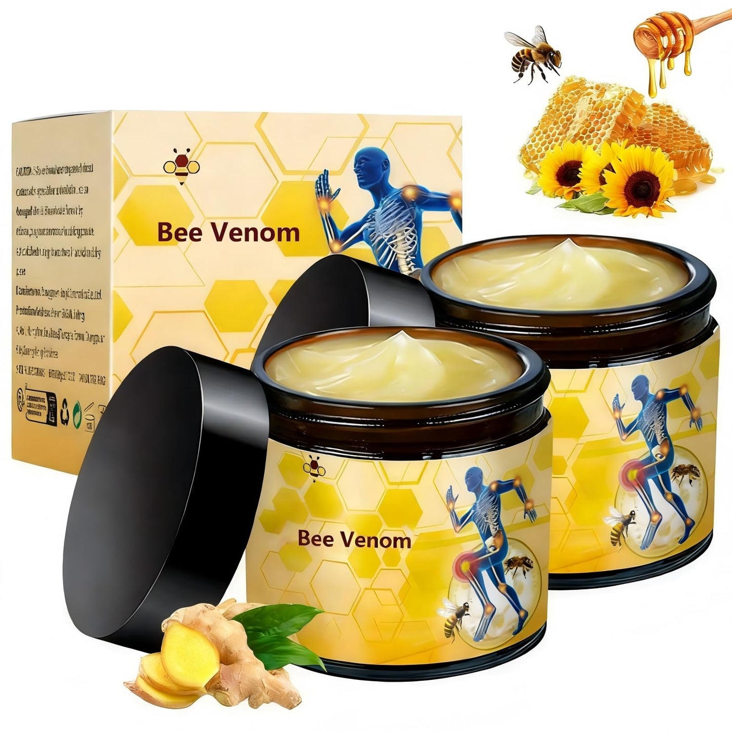 2 Pcs Bee Venom Cream, Professional Bee Venom Cream, Natural Joint Gel, for Neck,Waist,Back Hand Feet and Leg LinTsingBuy Supplements Australia