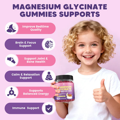 YANLUOBO Kids Magnesium Gummies, Magnesium Glycinate Gummies 400mg/200mg with L-Theanine, Chamomile, Vitamin B6, D3 for Kids, Relaxation & Zzz Support, Nerve Bone - Sugar Free Mixed Berry Flavor 60ct YANLUOBOBuy Supplements Australia