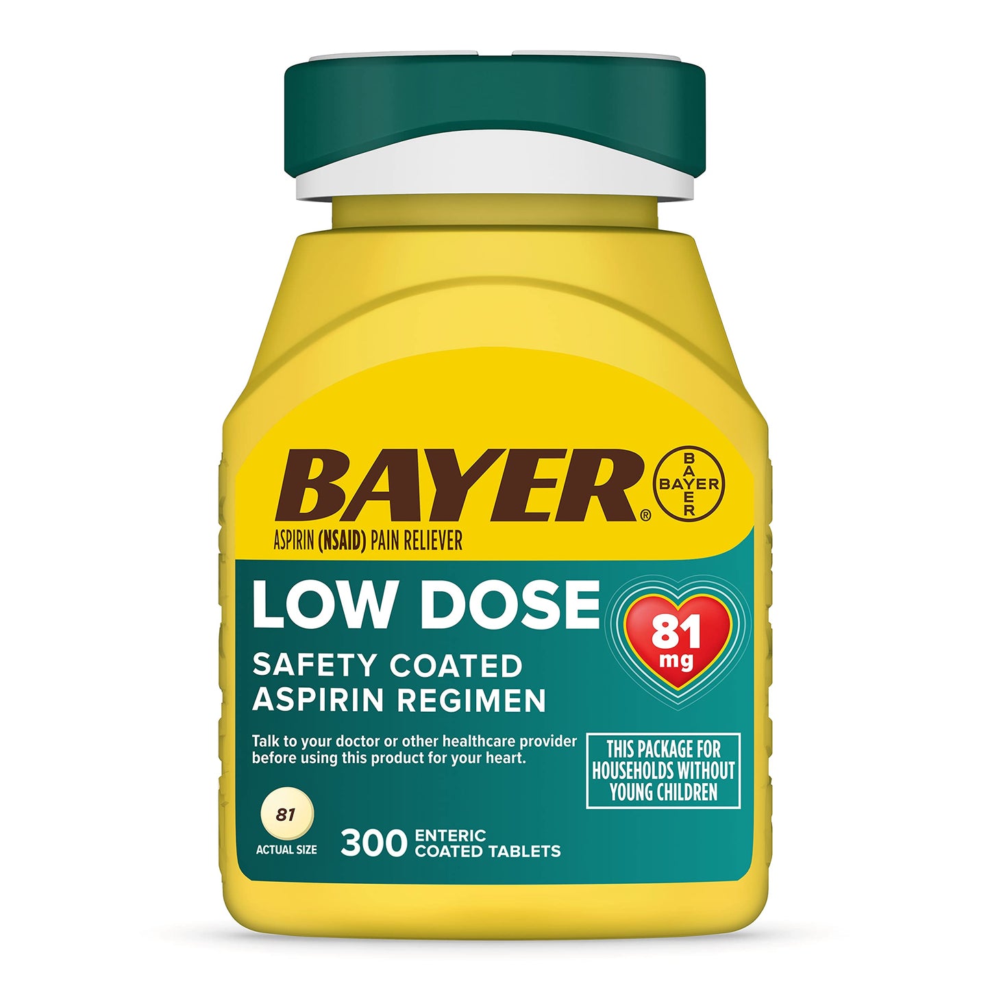 Bayer Aspirin Low Dose 81 mg, Enteric Coated Tablets, Doctor Recommended, Secondary Prevention of Cardiovascular Disease, 300 Safety Coated Tablets (Packaging may vary) Bayer buy supplements Au