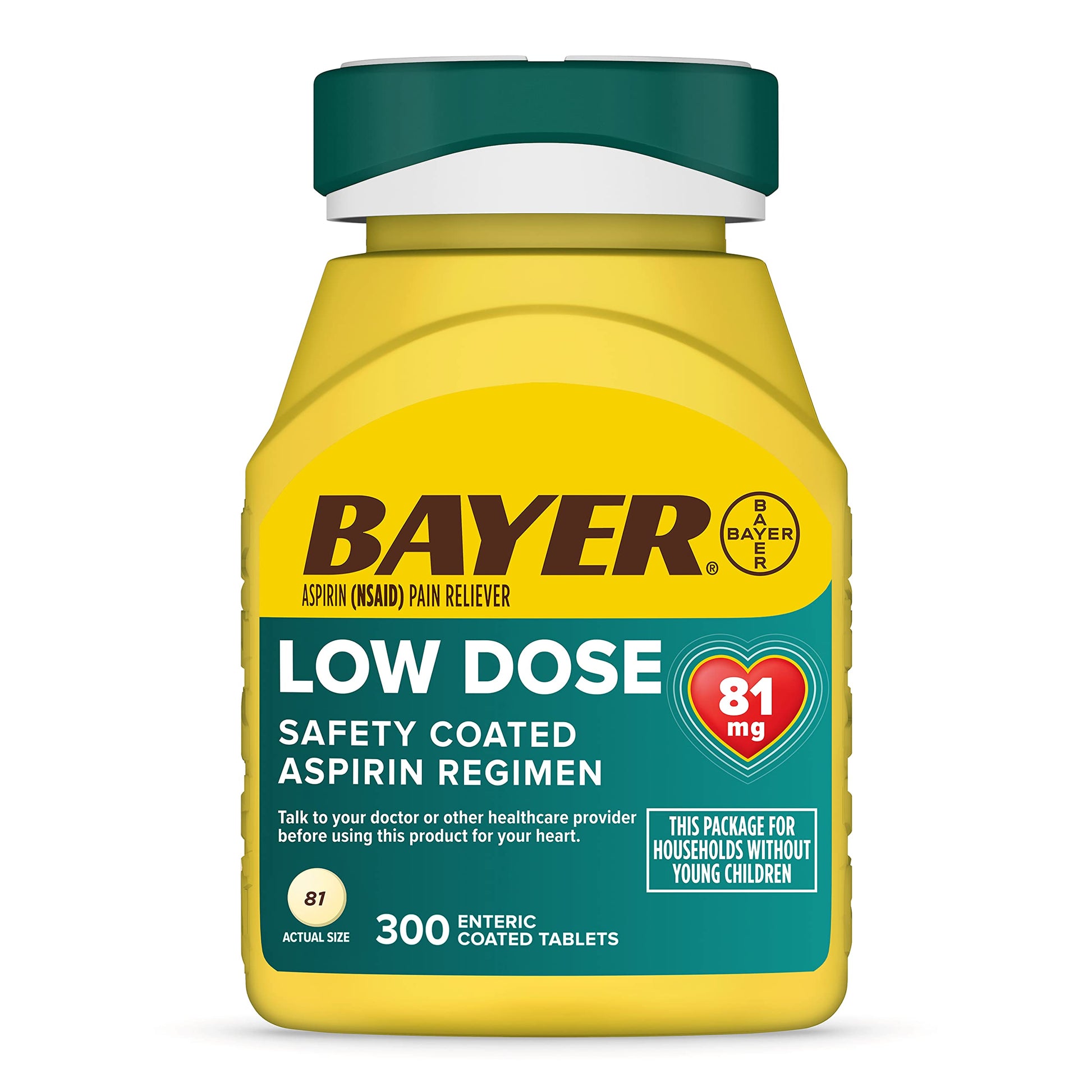 Bayer Aspirin Low Dose 81 mg, Enteric Coated Tablets, Doctor Recommended, Secondary Prevention of Cardiovascular Disease, 300 Safety Coated Tablets (Packaging may vary) Bayer buy supplements Au
