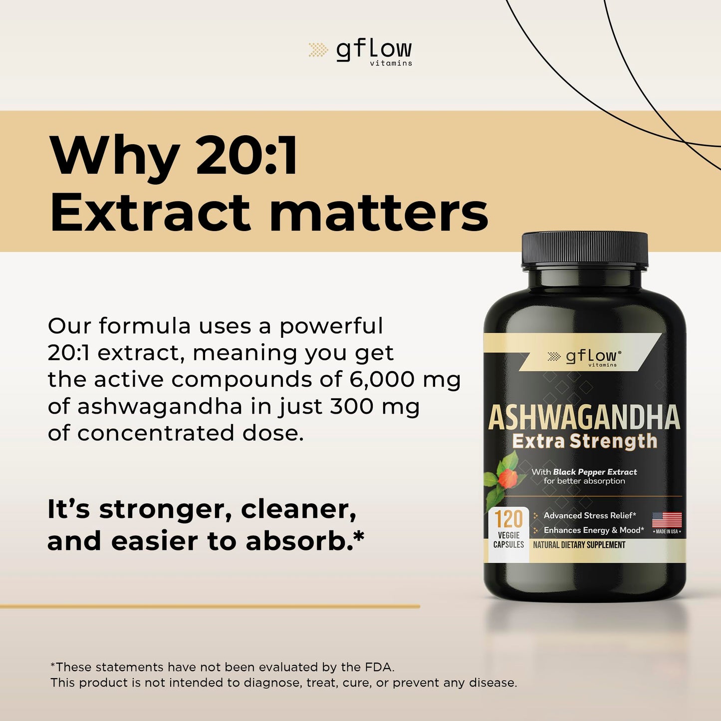 gflow vitamins Ashwagandha Supplements for Women and Men | Sleep, Mood and Energy Support | Extra Strength