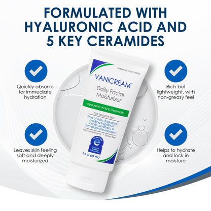 Vanicream Daily Facial Moisturizer With Ceramides and Hyaluronic Acid - Formulated