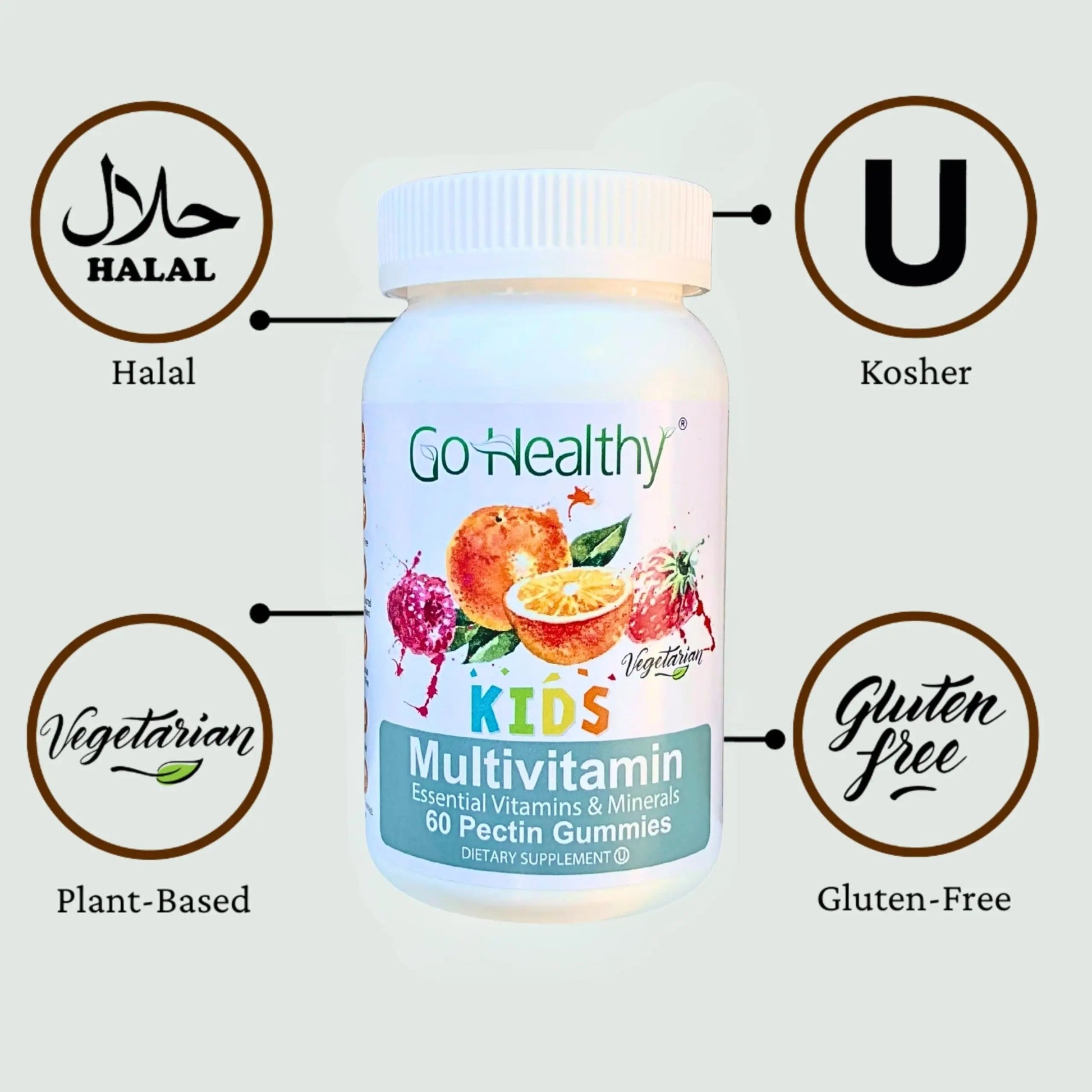Go Healthy Kids Multivitamin Gummies, Immune Support, Kids Vitamin Gummies, Kosher Kid Vitamin, Halal Go Healthy Natural