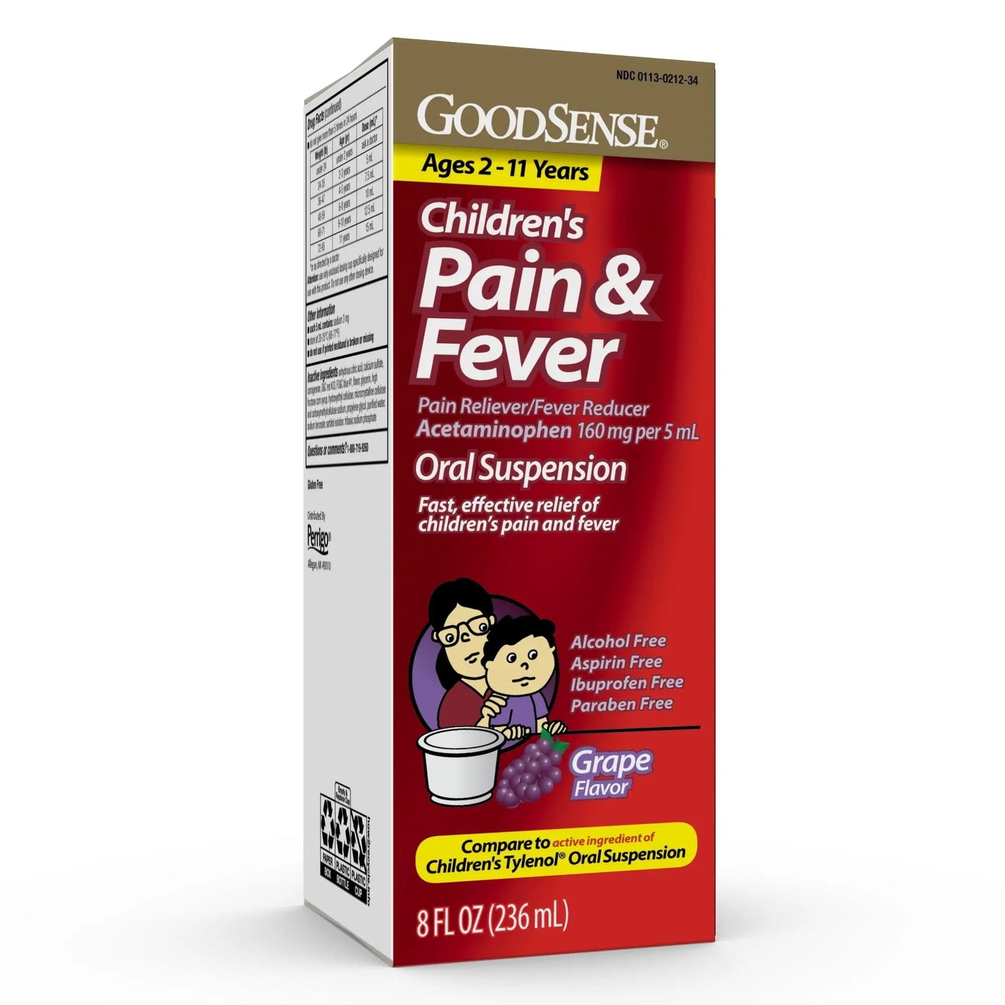 GoodSense Children's Pain and Fever, Acetaminophen 160 mg per 5 mL Oral Suspension, Grape Flavor, 8 FL OZ GoodSenseBuy Supplements Australia
