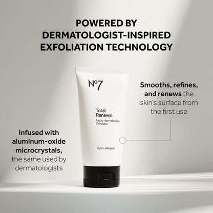 No7 Microdermabrasion Total Renewal Face Scrub - Exfoliating Face Wash & Dark Spot Corrector for Sensitive Skin