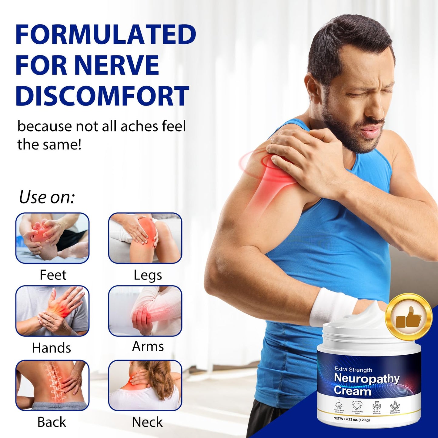 Neuropathy Cream for Feet, Legs & Hands – Lightweight, Plant-Based Formula with Cooling Comfort, 120g CFXYHNOXBuy Supplements Australia