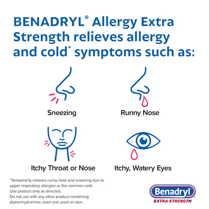 Benadryl Extra Strength Allergy Relief Medicine, 50 mg Diphenhydramine HCl Antihistamine Tablets for Relief of Allergy Symptoms Due to Hay Fever or Other Upper Respiratory Allergies, 24 ct Benadryl buy supplements Au