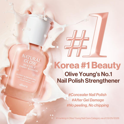 ohora Natural Glow Milk Syrup Nail Strengthener (Earl Grey) - Tinted Nail Hardener for Brittle, Damaged Nails, Quick-Dry Glossy Finish, Nail Repair & Growth, 15 mL