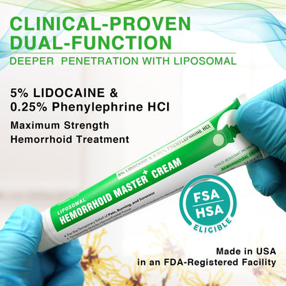 Ebanel 5% Lidocaine Hemorrhoid Treatment Cream with Witch Hazel, Phenylephrine, Horse Chestnut, Vitamin B6, Zinc Oxide, External and Internal Hemorrhoids Treatment Burn Itch Pain Relief Anal Cream