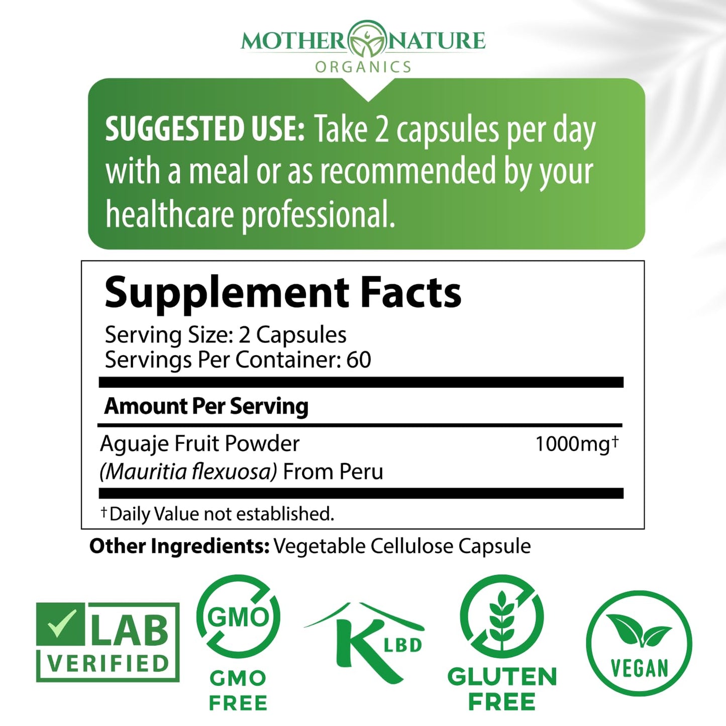 Mother Nature Aguaje Curves Capsules for Women, 1000mg (120ct), Natural & Sustainably Sourced Aguaje Fruit from Peru for Female Health, Hormone Balance, Curve Enhancer, Vegan, Non-GMO & Gluten-Free Mother Nature Organics Superfoods for Organic LivingBuy Supplements Australia