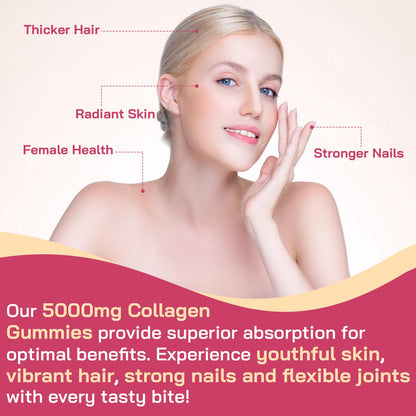 OHaboth Collagen Gummies for Women, Hydrolyzed Collagen Peptides Type I, II, III, V, X, 0 Sugar - Collagen Gummies for Skin, Wrinkles, Hair, Nails