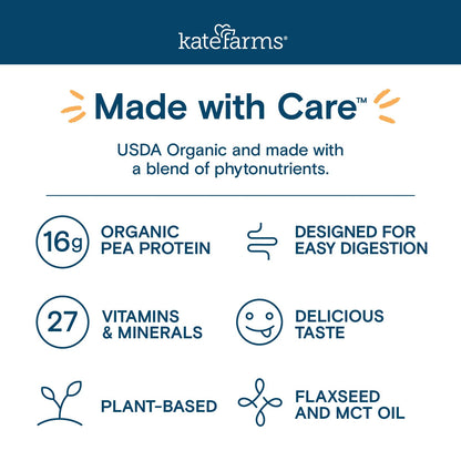 KATE FARMS Organic 1.0 Sole-Source Nutrition Shake, Plain, 16g Protein, 27 Vitamins and Minerals, Meal Replacement, Protein Shake, 11 oz (12 Pack) Kate Farms buy supplements Au