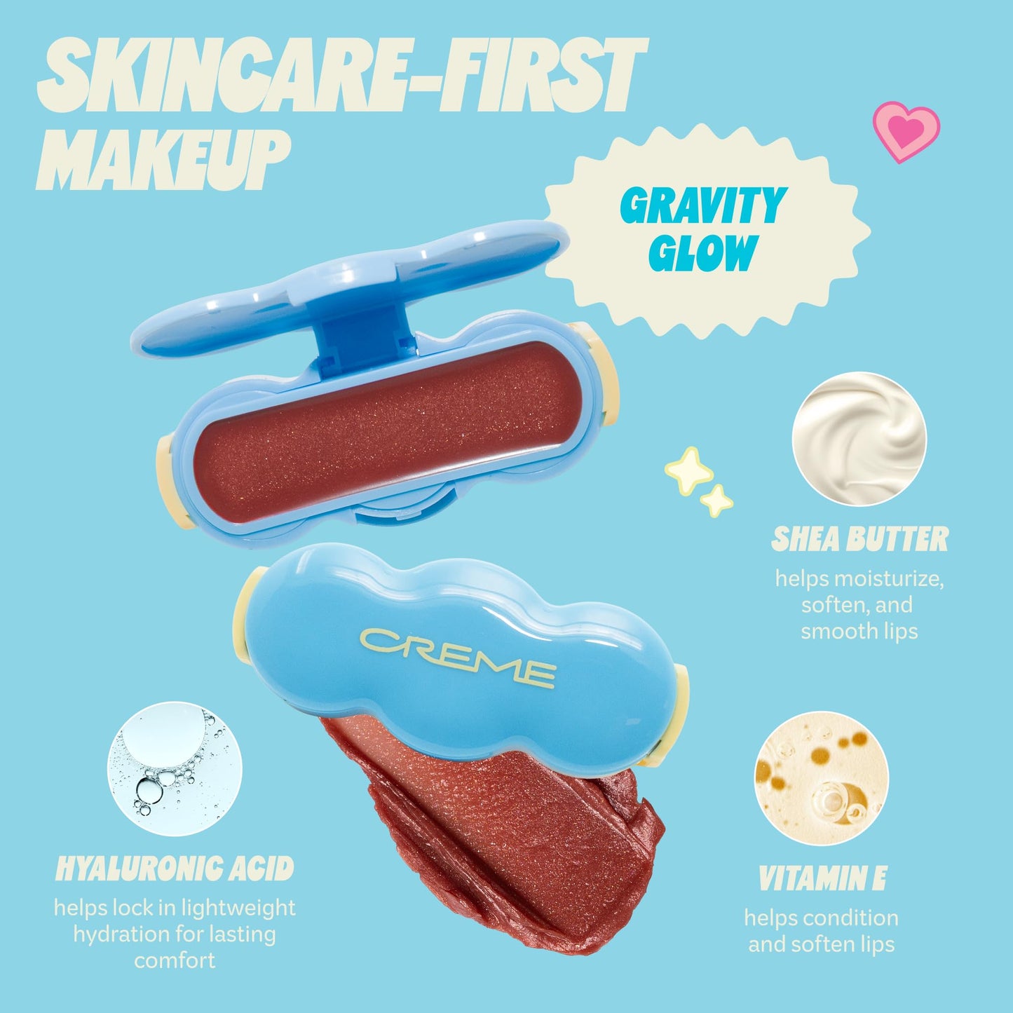 The Crème Shop Shimmer Pop Clip-On Lip Gloss | Korean Makeup, Cute Clip Accessory, Hydrating, Non-Sticky, Shea Butter, Hyaluronic Acid, Vitamine E- Gravity Glow The Crème ShopBuy Supplements Australia