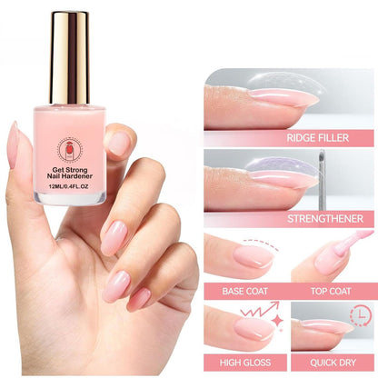 Nail Strengthener for Women, Pink Nail Hardener Extra Strong and Growth, Long-Lasting Quick Dry, Nail Strengthening Polish for Weak Brittle