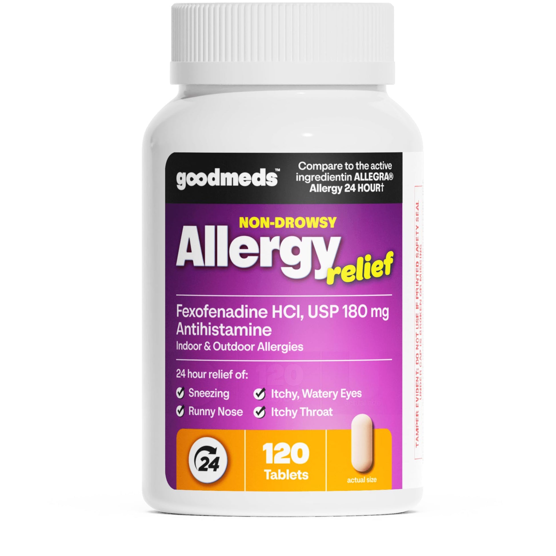 GoodMeds Compare to Allegra | Fexofenadine HCl 180mg | 24-Hour Allergy Relief, Non-Drowsy Antihistamine Generic Medicine for Allergies, Hay Fever, Itchy Eyes | for Kids & Adults (120 Count) GoodMeds buy supplements Au