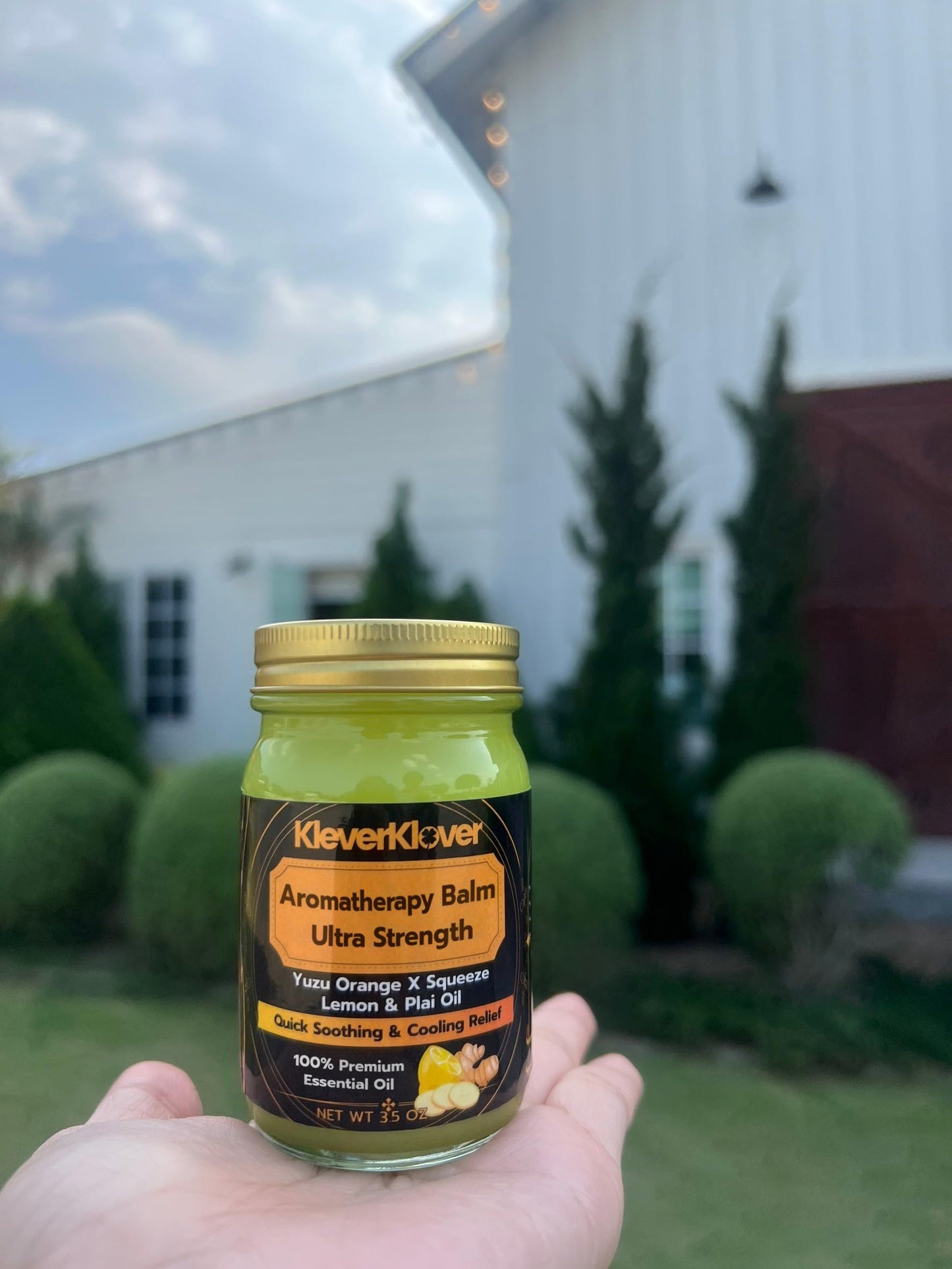 KleverKlover Back and Neck Aromatherapy Balm Ultra Strength for Healing Sore Muscle & Joint After Workout or Yoga - Plai Oil - Preservative Free- Citrus Scent + Free Massage Reflexology Wooden Stick KleverKloverBuy Supplements Australia