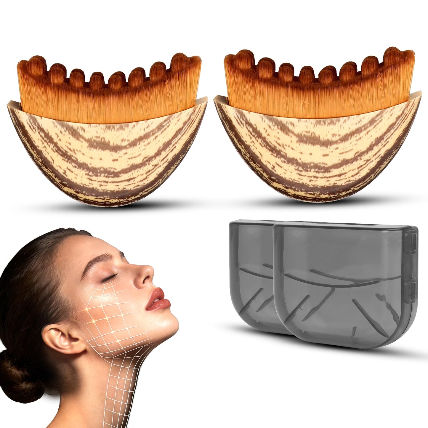 Pnctho 2026 New 2 Pcs Lymphatic Contour Face Brush,Lymphatic Drainage Massager for Chin & Neck, Jawline & Neck Lymphatic Massage Brush for Contouring, De-Puffing & Smoother Skin, Skin Firming 2 Pack Pnctho buy supplements Au