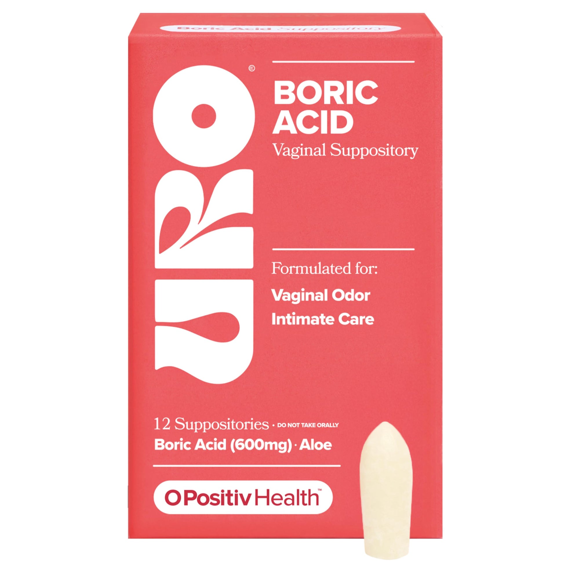 O Positiv URO Boric Acid Vaginal Suppository – with Lactic Acid, and Aloe for Fast Relief and Vaginal Odor Control – Vegan, Free from Parabens, Dyes, and Fragrances – 12 Count (Pack of 1) O Positiv buy supplements Au