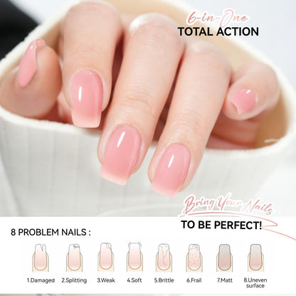 Nail Strengthener Protein for Damaged Nails: Pink 6 in 1 Natural Nail Hardener Extra Strong and Growth - Long Lasting Repair for Damaged Nails - Growth Oil for Salon Home Daily Work