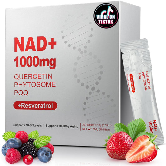 ZOROAHER 1000mg High-Potency NAD+ Liquid Supplement, Quercetin Phytosome & Resveratrol with PQQ, Boosts Cellular Energy