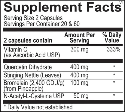 The Source Matters Alleviator Clear-ME SR Seasonal Allergy Relief and Immune Support | Quercetin, Bromelain, Stinging Nettles, NAC, and Vitamin C (40 Capsules) THE SOURCE MATTERS buy supplements Au