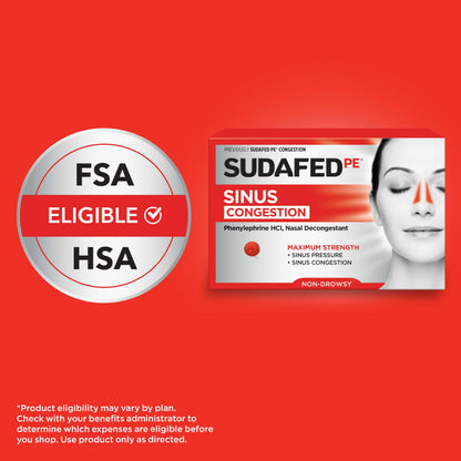 Sudafed PE Sinus Congestion Relief Tablets, Maximum Strength, Non-Drowsy 10 mg Phenylephrine HCI Decongestant for Sinus Pressure & Nasal Congestion Relief, Due to Cold or Allergies, 36 ct Sudafed buy supplements Au