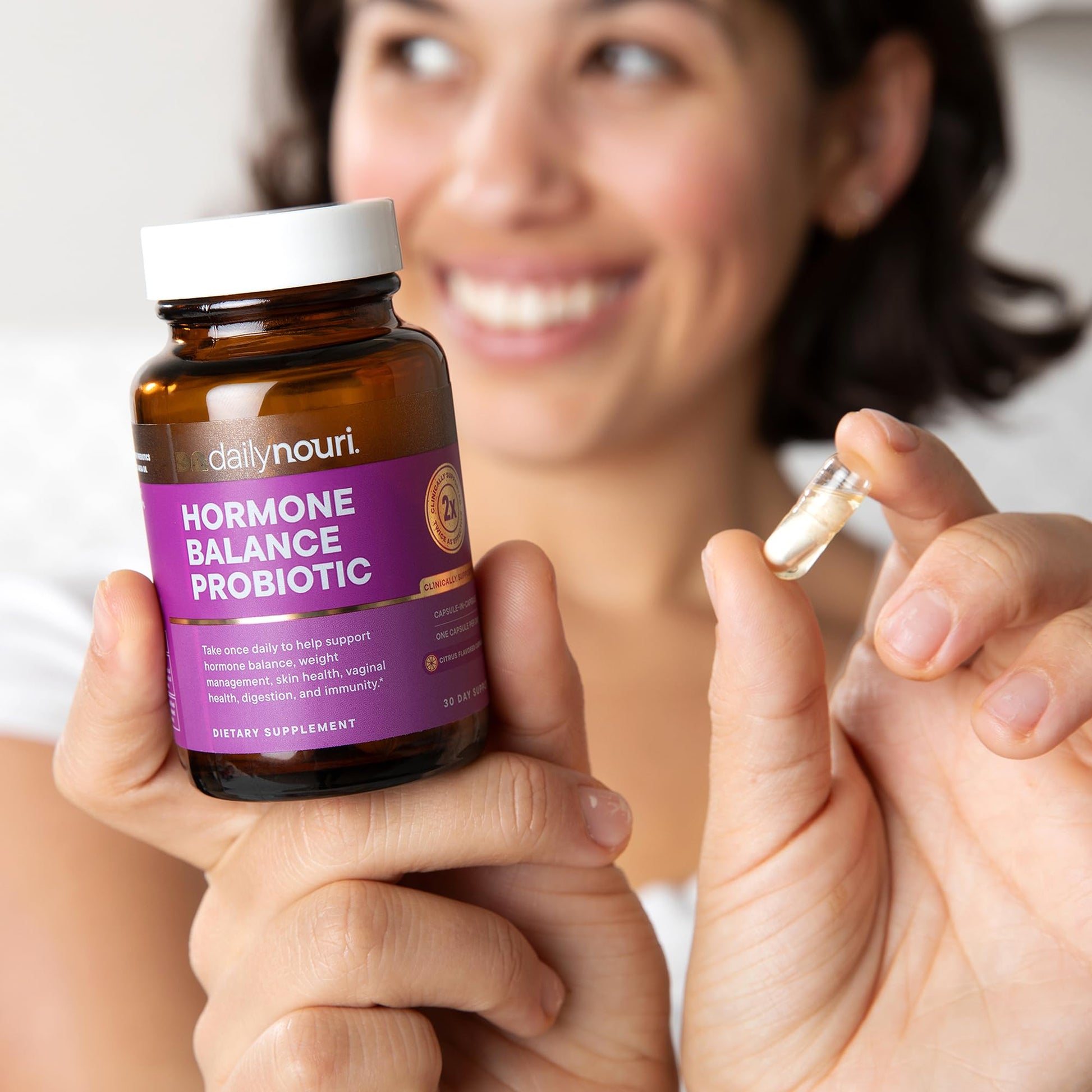 Daily Nouri Hormone Balance Probiotics for Women | Hormone Balance for Women | PMS, Hormonal Acne, & Bloating Support | 7 Clinically Studied Strains + Omega | 30-Day Supply Daily Nouri buy supplements Au