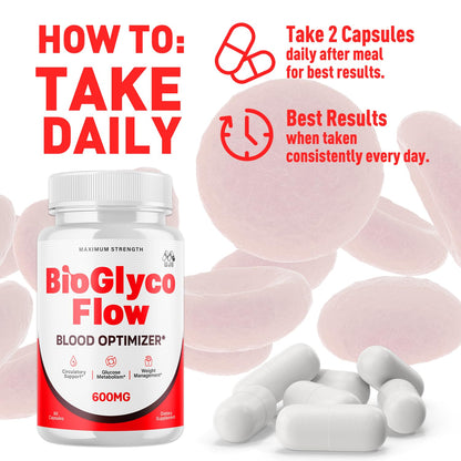 (3 Pack) BioGlyco Flow Blood Optimizer Capsules, Official BioGlyco Flow Pills with All Natural Ingredients, Advanced Health and Wellness Supplement with Maximum Strength Multivitamins (180 Capsules) MJO buy supplements Au