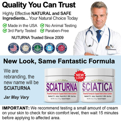 Sciatica Nerve Cream - Maximum Strength Comfort Cream for Feet, Hands, Legs, Toes, Back - Natural Ultra Strength Arnica, MSM, Menthol, Soothing Comfort, Large 4 Oz NuturnaBuy Supplements Australia