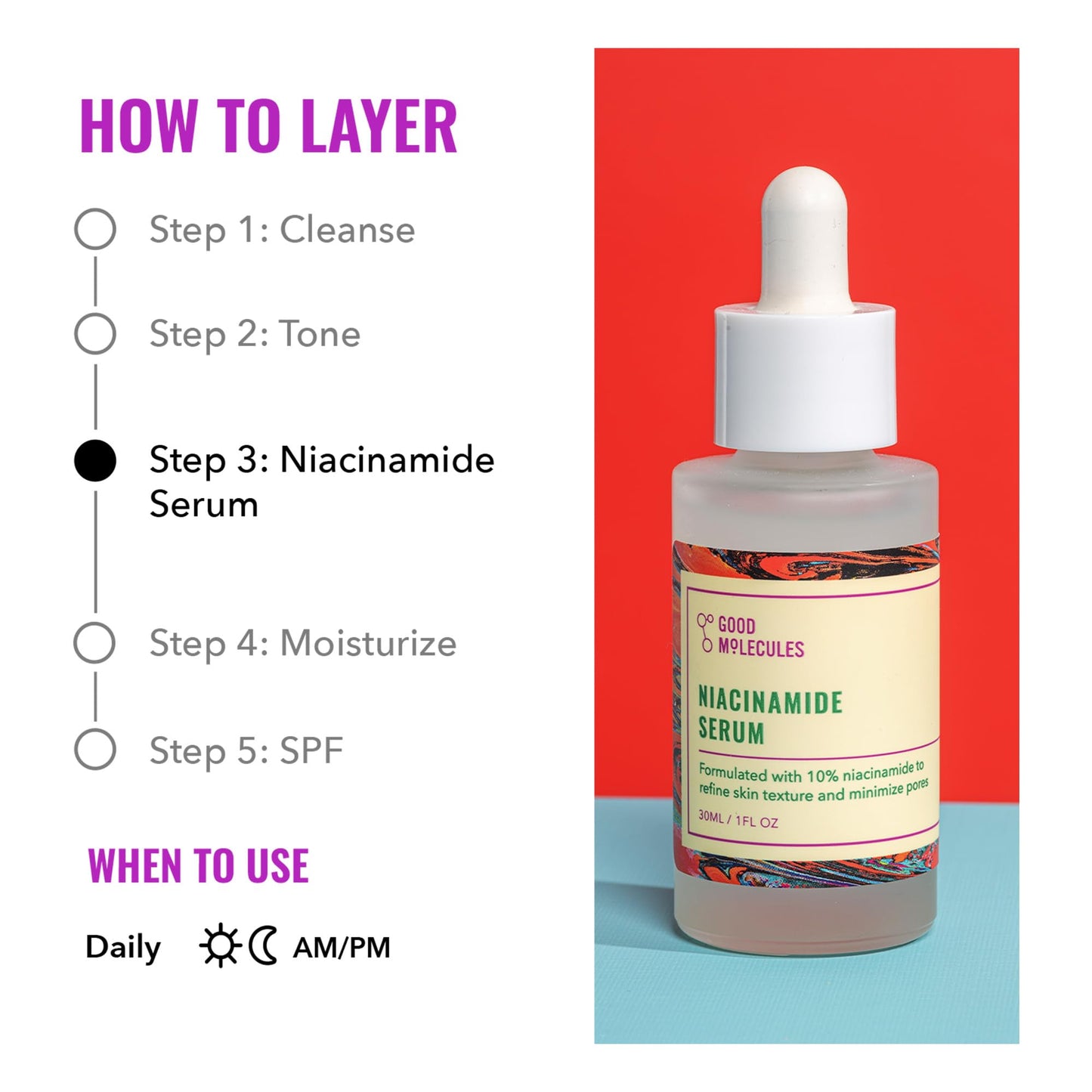 Good Molecules Niacinamide Serum - 10% Niacinamide to Target Blemishes, Nourishment