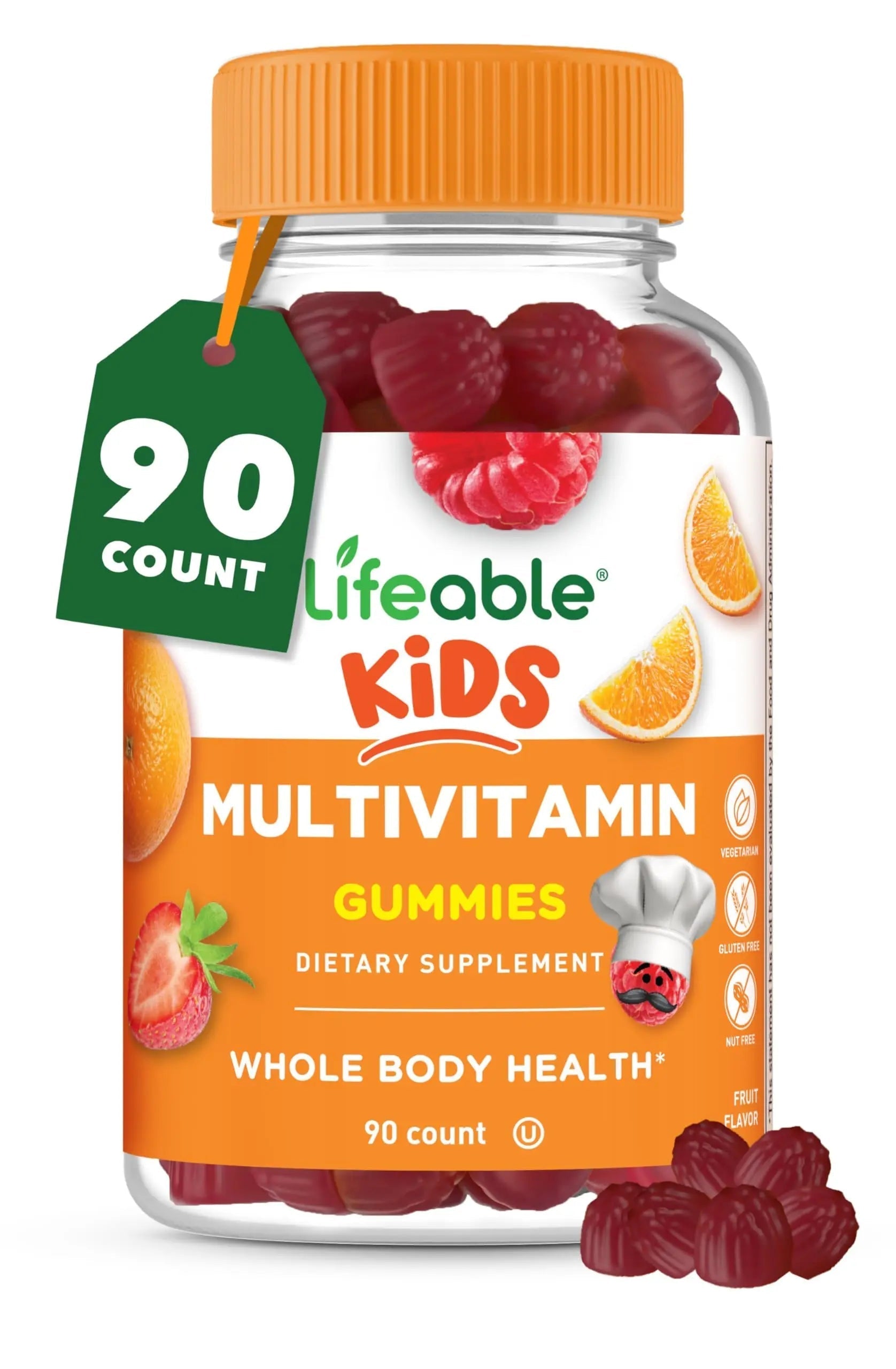 Lifeable Kids Multivitamin Gummies | Great Tasting Multivitamin for Kids | with Vitamins A, C, D, E, B6, B12, Zinc, Biotin Lifeable