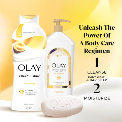 Olay Beauty Bar, Ultra Moisture,10x More Moisturizers, Nourishing Conditioners, Smooth & Gentle on Skin, Vitamin B3 Complex
