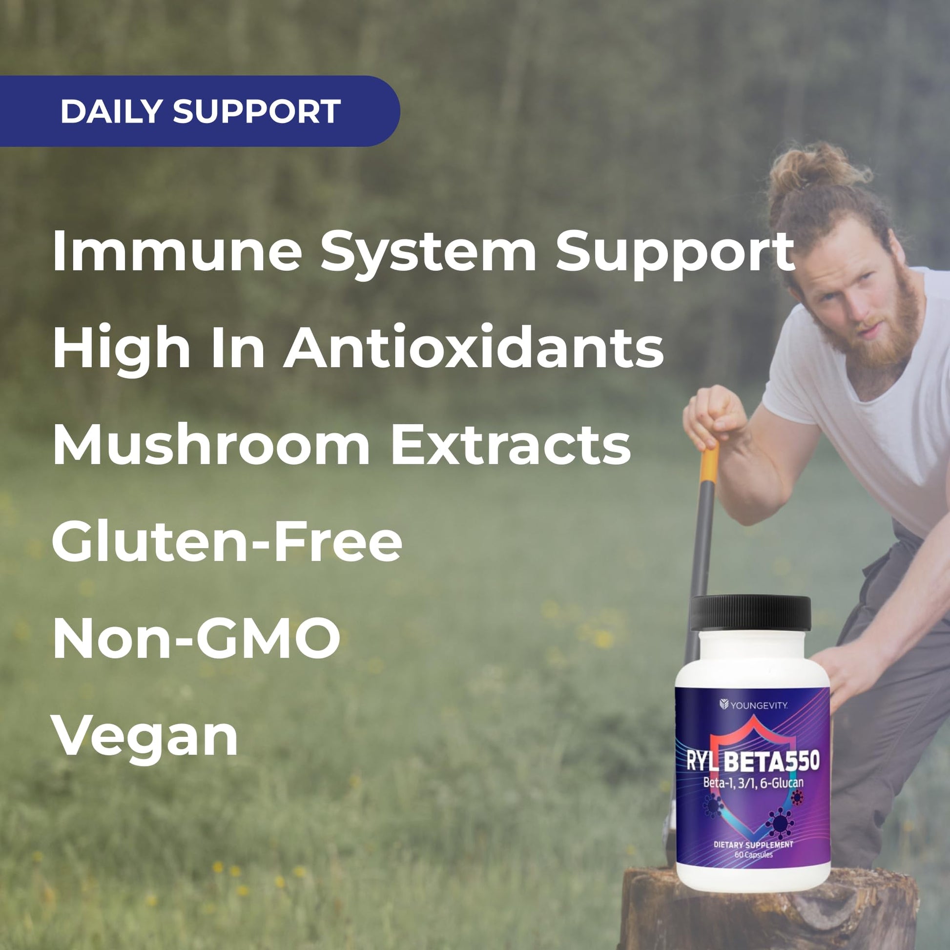 Youngevity RYL Beta550 Beta 1, 3-D Glucan Immune Support - 60 Capsules (Pack of 1) Youngevity buy supplements Au