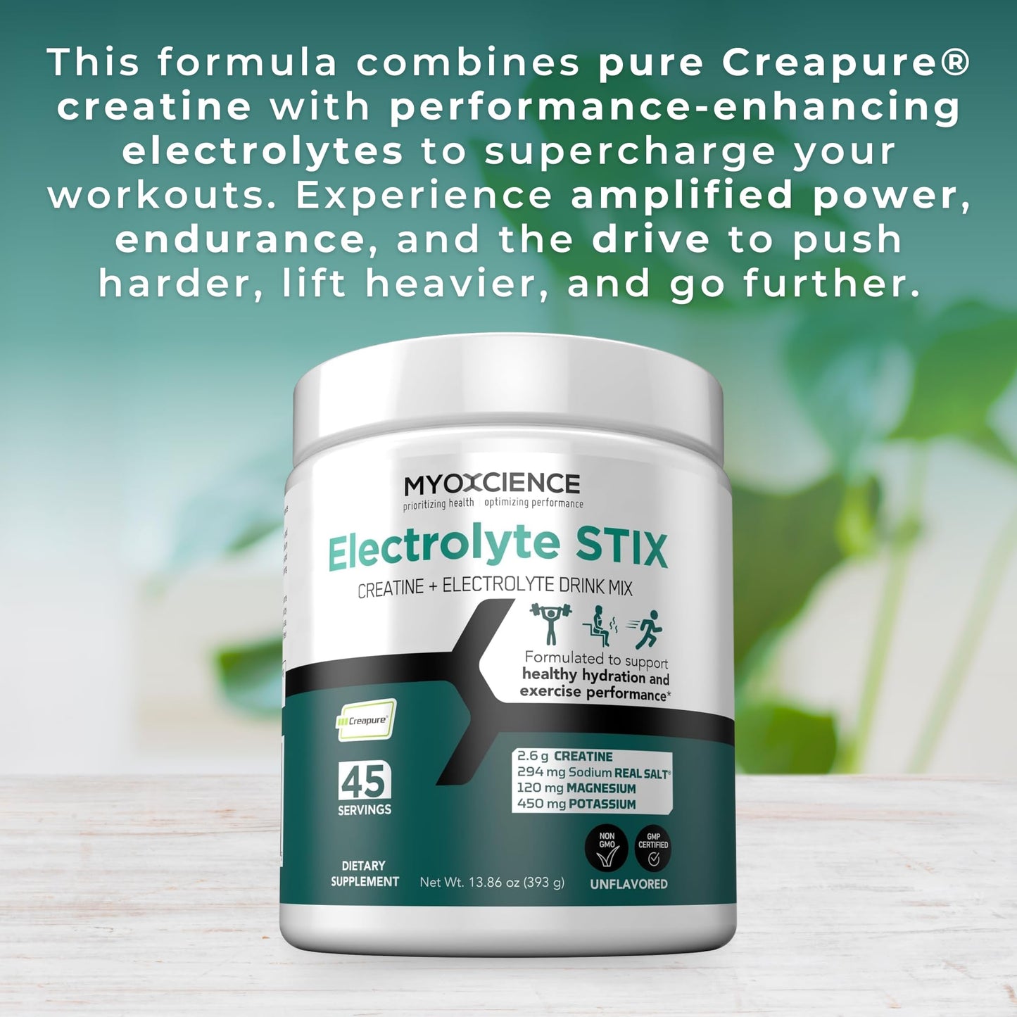 MYOXCIENCE Electrolyte STIX | Creatine Electrolyte Powder | Recovery from Exercise & Muscle Development w/Real Salt (Unflavored) (Jar 45 ct) MYOXCIENCE buy supplements Au